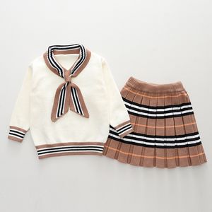 Peuter Baby Meisje Kleding 2023 Herfst Winter Kinderen Gebreide Trui Rokken Pak 2 Stuks Kinderen Kerst Kleding Voor Meisjes set