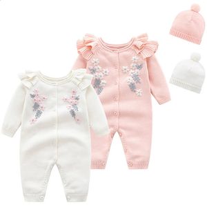 Toddler bébé fille tricoter la broderie florale à manches longues à manches longues à manches longues printemps de printemps bébé filles tricot à saut 240202