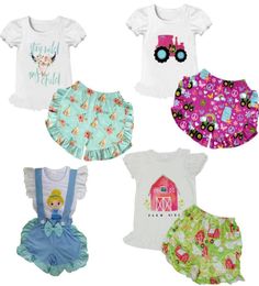 Completi di abbigliamento per neonate per bambini Nuovo design Set di vestiti estivi per bambini Set di pantaloni corti a maniche corte per bambini in seta di latte 3M16T Bulk Who5092829