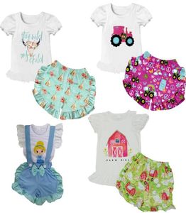 Toddler Baby Girls Vêtements Tenues NOUVEAU CONCEPTION CHEPS SUMBRES SET Set Milk Silk Kids Short Sheve Pantal