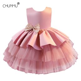 Enfant en bas âge bébé filles dentelle robe de bal robe broderie né infantile 1 ans anniversaire baptême fille Chirstening 210508