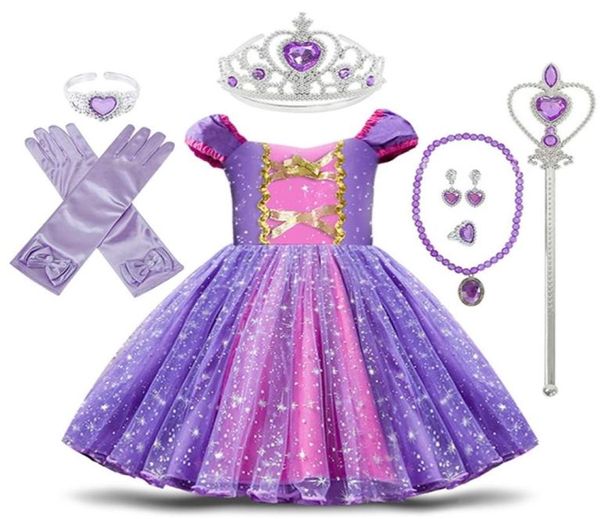 Disfraz de princesa Rapunzel Sofia para niñas pequeñas, ropa de Cosplay de Halloween, juego de rol para fiestas infantiles, vestidos elegantes para niñas L6811383