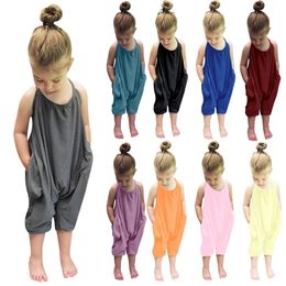 Peuter babymeisjes romper zomer jumpsuit harem broek riem backless playsuit kinderen geboren baby babykleding 9 maanden-6 jaar 220525