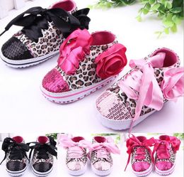 Peuter Baby Meisjes Schoenen Floral Leopard Sequin Infant Soft Sole First Walker Cotton Shoes G295