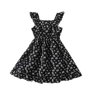 Enfant en bas âge bébé filles robe d'été noir Floral jarretelle robe d'été jupe petite fille vêtements