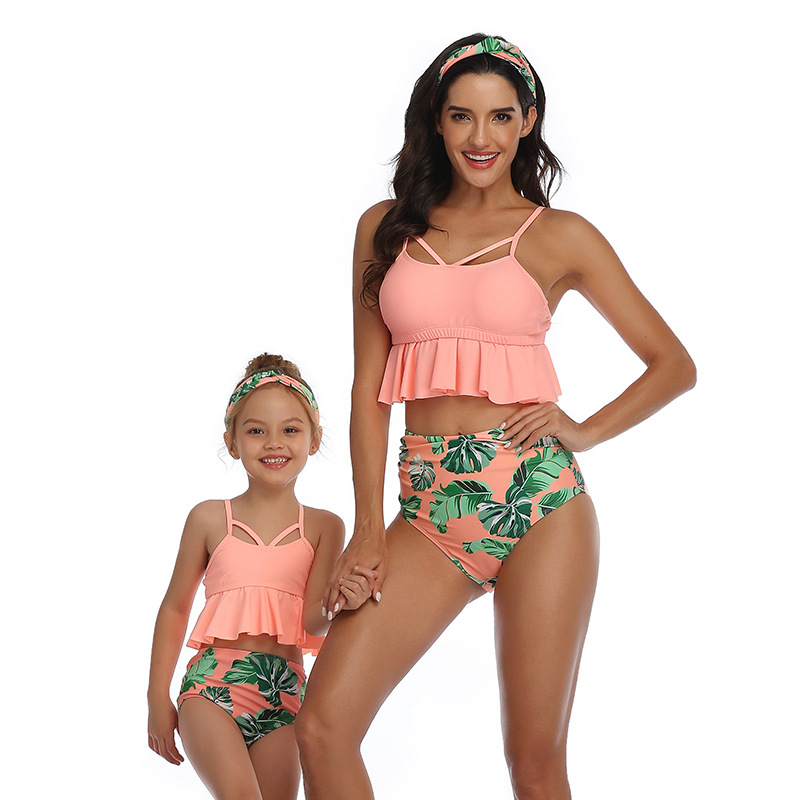 Yürümeye başlayan bebek kızlar yazlık mayo kolu çizgili mayo iki parçalı takım elbise plaj bikini