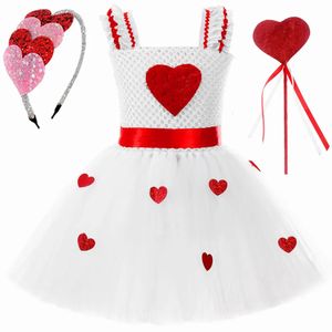 Toddler Baby Girls Saint Valentin Robe de princesse douce amour coeur tutu robes Kids Wedding Birthday Party Costume 240326