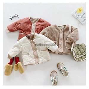 Enfant en bas âge bébé veste polaire hiver infantile filles manteau deux côtés porter adolescent garçons veste vers le bas coton survêtement bébé vêtements 1-4Y L230625