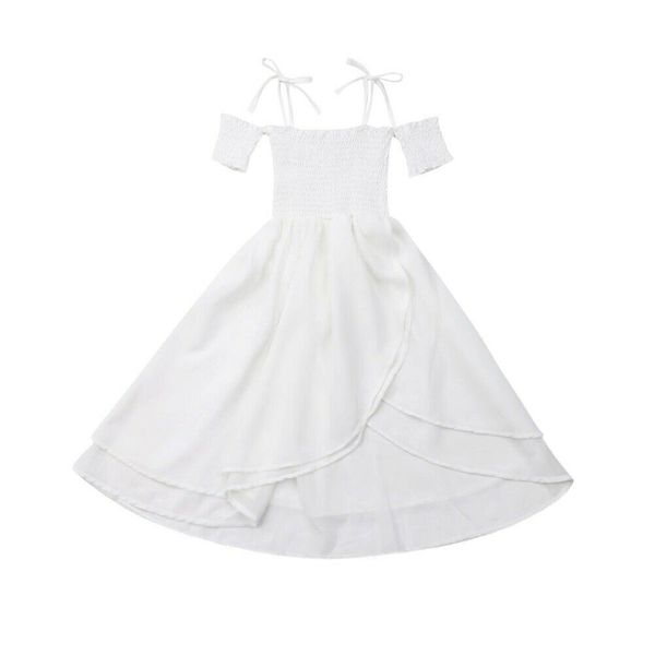 Enfant en bas âge bébé vêtements d'été filles robe blanche sans manches cordon sangle princesse robes de soirée bretelles jupe enfants vêtements