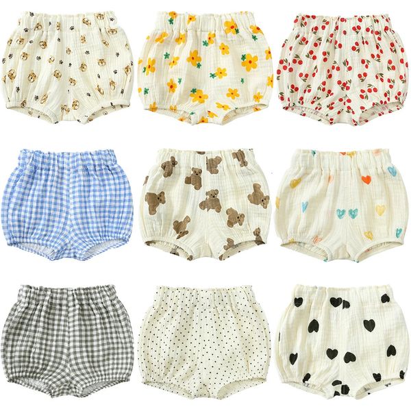 Enfant en bas âge bébé été Shorts coton lin dessin animé respirant enfants vêtements de salon pour 3M6T garçon fille coréen mignon PP pantalon 240327