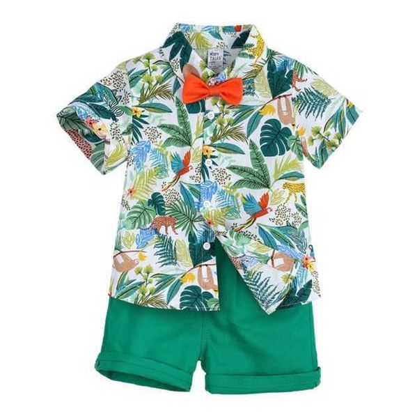 Conjuntos de pantalones cortos para niños pequeños, años de bebé, traje hawaiano, camiseta de manga corta Floral con licencia para niños, trajes cortos superiores