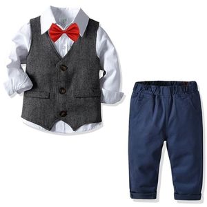 Enfant en bas âge Garçon Vêtements D'été Enfants Vêtements Bébé Garçons Vêtements Gentleman Ensembles Pour Enfants Vêtements T-shirt + Jeans Sport Costumes Tenues 210326