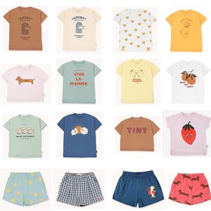 Enfant en bas âge garçon fille marque de mode t-shirts bébé coton O cou hauts pour l'été fraise Orange imprimer enfant t-shirts 210619