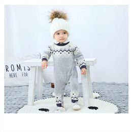Enfant en bas âge garçon tricoté barboteuse automne hiver bébé tricots tenues infantile pulls à tricoter enfants combinaison à rayures 6 9 12 24 mois 210615
