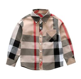 Peuter Boy Shirt Dessent Kleding Kinderen Lange mouw Plaid T -shirt Rapel Fashion Cotton Classic Plaid Tops Boys Shirt 38 jaar2500135