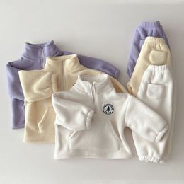 Peuter Jongens Kleding Set Outfit Kinderen Warm Fleece Swearshirt Baby Meisjes Trui Tops Broek Pak 2 stks Kinderkleding Set