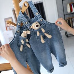 Salopette pour tout-petits garçons filles avec salopette de poupée pour enfants pantalons décontractés surdimensionné combinaison ample salopette en jean vêtements pour bébé 240226