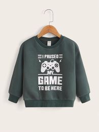 Pull à slogan et manette de jeu pour tout-petits garçons SHE