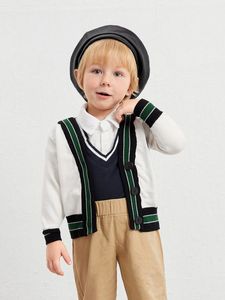 Peuter Jongens Gestreepte Trim Cardigan She01