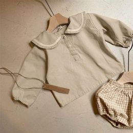 Peuter kledingpak corduroy t -shirt topsplaid pp shorts lente herfst Koreaanse stijl babymeisjes jongens kleding 220615