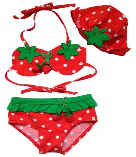 Toddler Bikini mignon Bikini Baby Girls 3pcs Swimsuit Swimwear Bathing Fult Bikini Tankini Beachwear With Hat Weety Style8429269