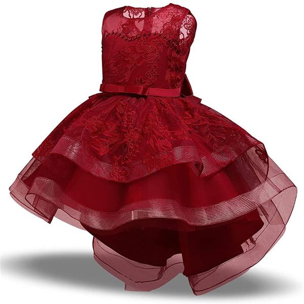 Enfant en bas âge Fleur Filles Robe Pour Les Mariages Bébé Fille Formelle Pageant Robe Première Communion Robes Grand Arc Dentelle Fête D'anniversaire Robes Hi281O