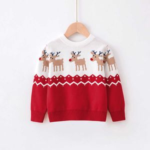 Peuter meisje jongen lelijke kerst trui kleine katoen kinderen dubbele laag gebreide grappige herten pullover trui kinderen winter warm Y1024