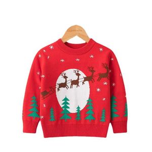 Peuter meisje jongen lelijke kerst trui kleine kinderen dubbele laag gebreide grappige Santa Claus xmas pullover trui winter kleding y1024