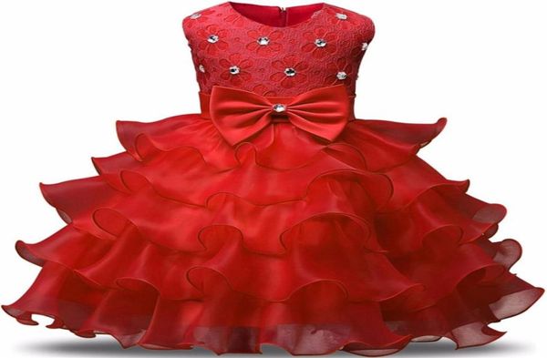 Toddler Girl Robe Kids Baptême des événements de baptême Party Portez des robes pour filles Bébé Vêtements Red Children Clothing Girl 3 4 5 6 7 8 Year245639028