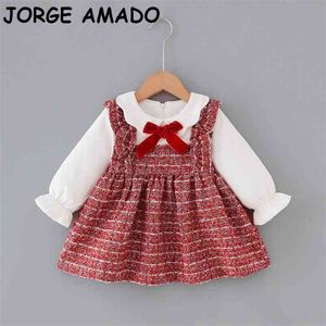 Enfant en bas âge fille automne hiver vêtements épais rouge à carreaux à manches longues robe de princesse enfants 1-5T E94054 210610