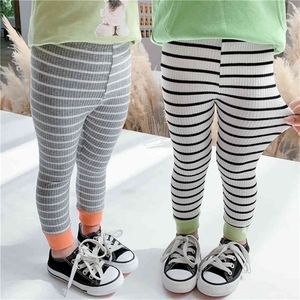 Enfant en bas âge fille pantalon rayé filles Leggings Patchwork pantalon pour enfants Style décontracté filles vêtements 210412