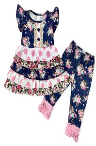 Peuter Meisjes Kleding Sets 2020 Nieuwe Ontwerp Bloemenprint Meisjes Jurk Top Lange Broek Pak Zomer Outfits Kids Boutique Kleding set H9099935