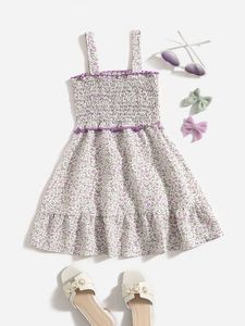 Robe camisole froncée à petites fleurs pour toute-petite fille SHE