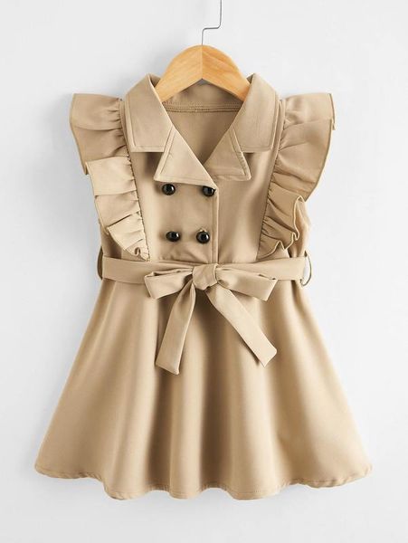 Robe ceinturée à volants et à double boutonnage pour toute-petite fille SHE