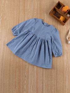 Robe vichy à manches évêque pour toute-petite fille SHE