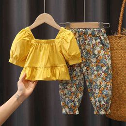 Toddler Girls Kids Summer Baby Clothes Tenicles Set Short Shirt Pantalon Floral Pantal