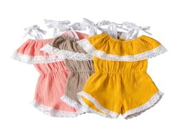 Barboteuses en dentelle pour petites filles, vêtements décontractés en coton et lin pour bébés filles 278303644