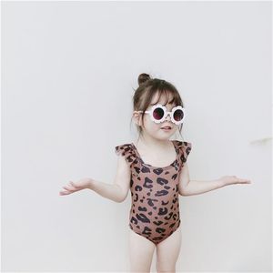 Ropa de baño con estampado de leopardo para niñas pequeñas, traje de baño a la moda para bebés, ropa de playa hawaiana para niños 210619
