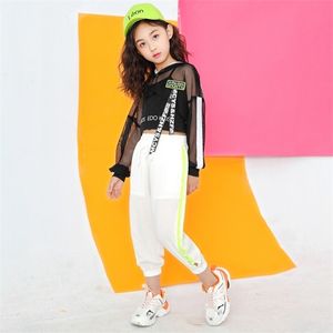 Sweat à capuche surdimensionné à manches longues pour filles, Costumes de danse Jazz pour salle de bal Hip Hop, ensemble jupe/pantalon pour enfants garçons, vêtements d'équipe