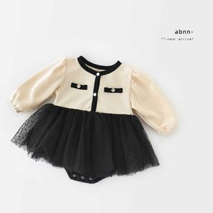 Enfant en bas âge filles printemps manches longues barboteuse pour bébé né boutique tutu robe mode ins vêtements 210529