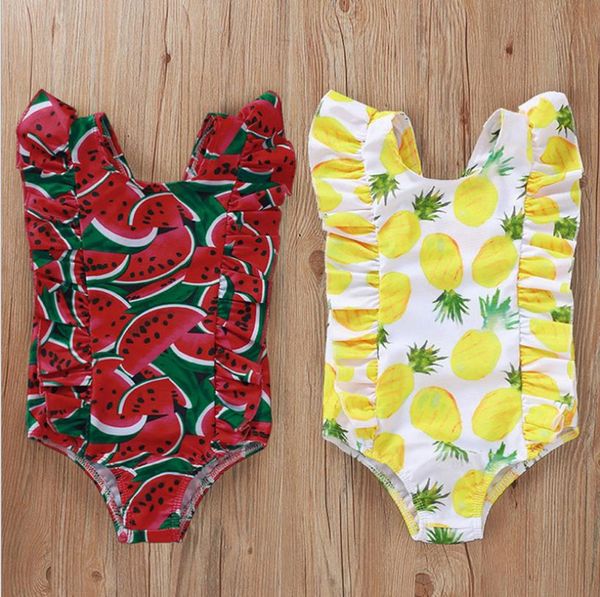 Enfant en bas âge filles maillots de bain imprimé bébé maillot de bain volants infantile maillot de bain enfants maillot de bain vêtements d'été ananas pastèque 2 Style 5102