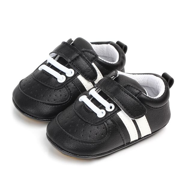 Enfant en bas âge bébé garçon chaussures décontracté PU tissu semelle souple berceau chaussures premier marcheur pour nouveau-né blanc chaussures garçons baskets