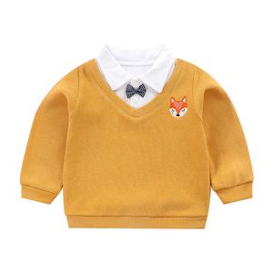 Enfant en bas âge enfant garçon vêtements automne hiver pull chaud haut à manches longues solide pull fille mode tricoté gentleman tricots Y1024