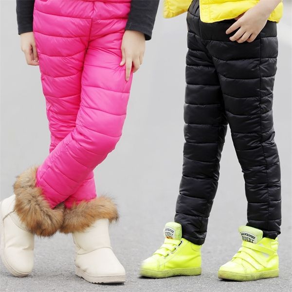 Enfant en bas âge Enfant Garçons Filles Pantalons D'hiver Russe Rembourré Épais Chaud Pantalon Imperméable Ski Pantalon 9 10 12 Ans Taille Élastique Leggings 210303