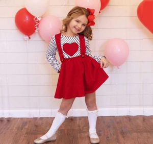 Enfant en bas âge enfant filles robe bébé saint valentin point en forme de coeur à manches longues hauts tenues enfants enfants robes pour filles vestidos3987430