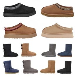 Bottes pour enfants et adultes Tasman Pantoufles Australie Enfants Neige Hiver Classique Ultra Mini Garçons Plateforme Chaussons Fourrure Filles Bébé Châtaigne Designer Femmes Tazz Boot