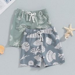 Peuter kinderen babyjongens zomertaart shorts shell print elastische taille zwembroek voor jongenskinderen zwempakken strandkleding 240510