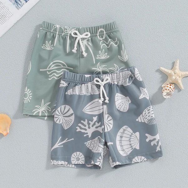 Toddler Kids Baby Boys Summer Board Shorts Shell Print Print élastique Taille de baignade pour les enfants de maillot de bain Beldwear 240425