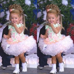 Toddler Kids Baby Flower Girl Robes Miss America America Made Organza Cupcake Tutu Girl's Pageant Robes Party Uses for Infant 157b