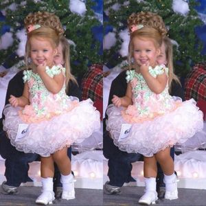 Peuter kinderen baby bloemenmeisjes jurken Miss America op maat gemaakte organza cupcake tutu meid pageant jurken feestkleding voor baby 230n